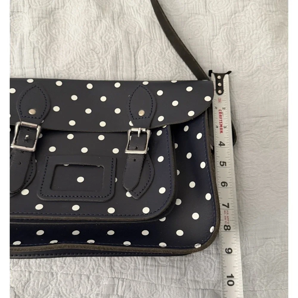 Leather Satchel Company Navy White Polka Dot 11